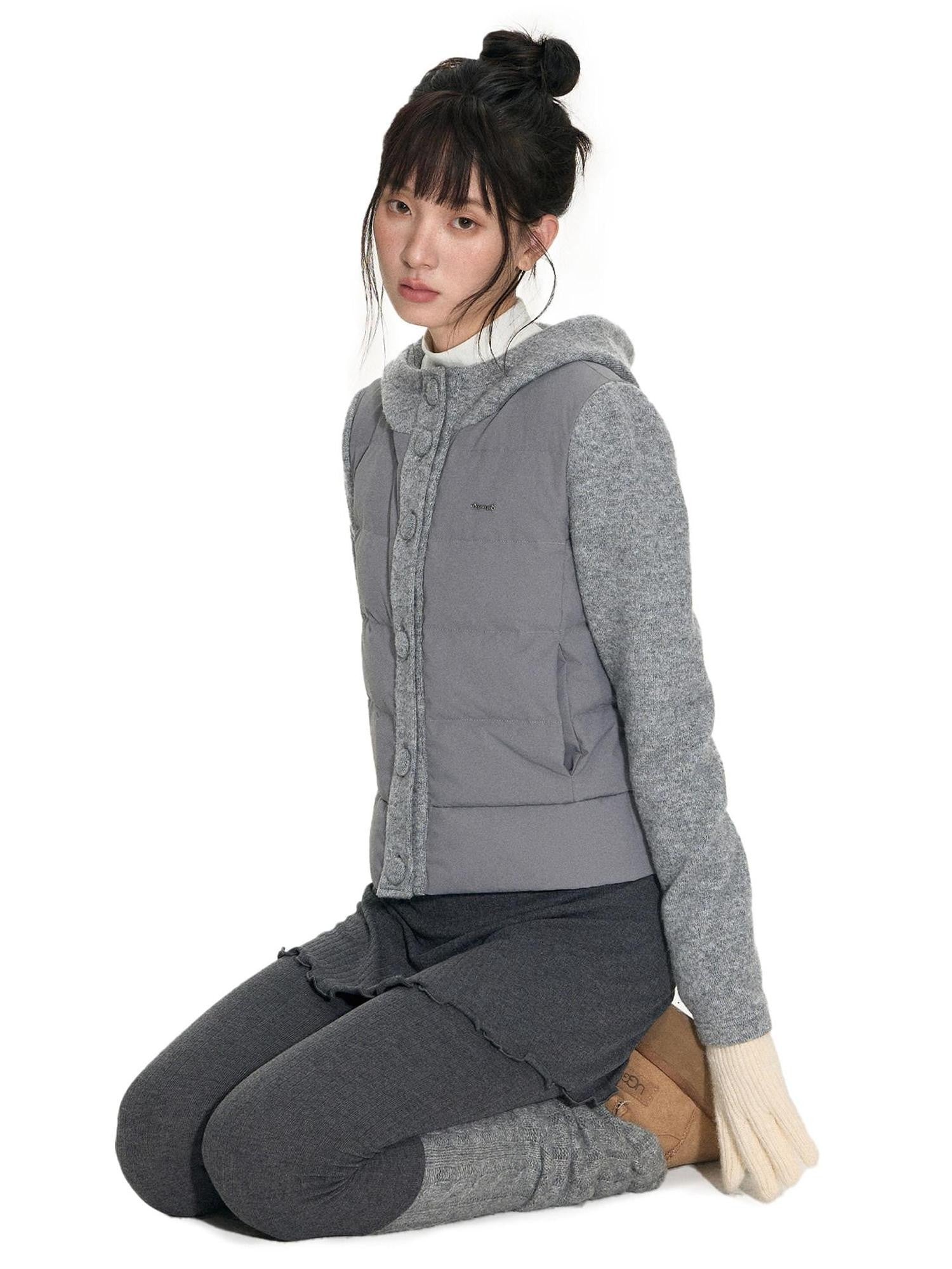 NAPSNAPS Knit Spliced Hooded Slim Fit Women&