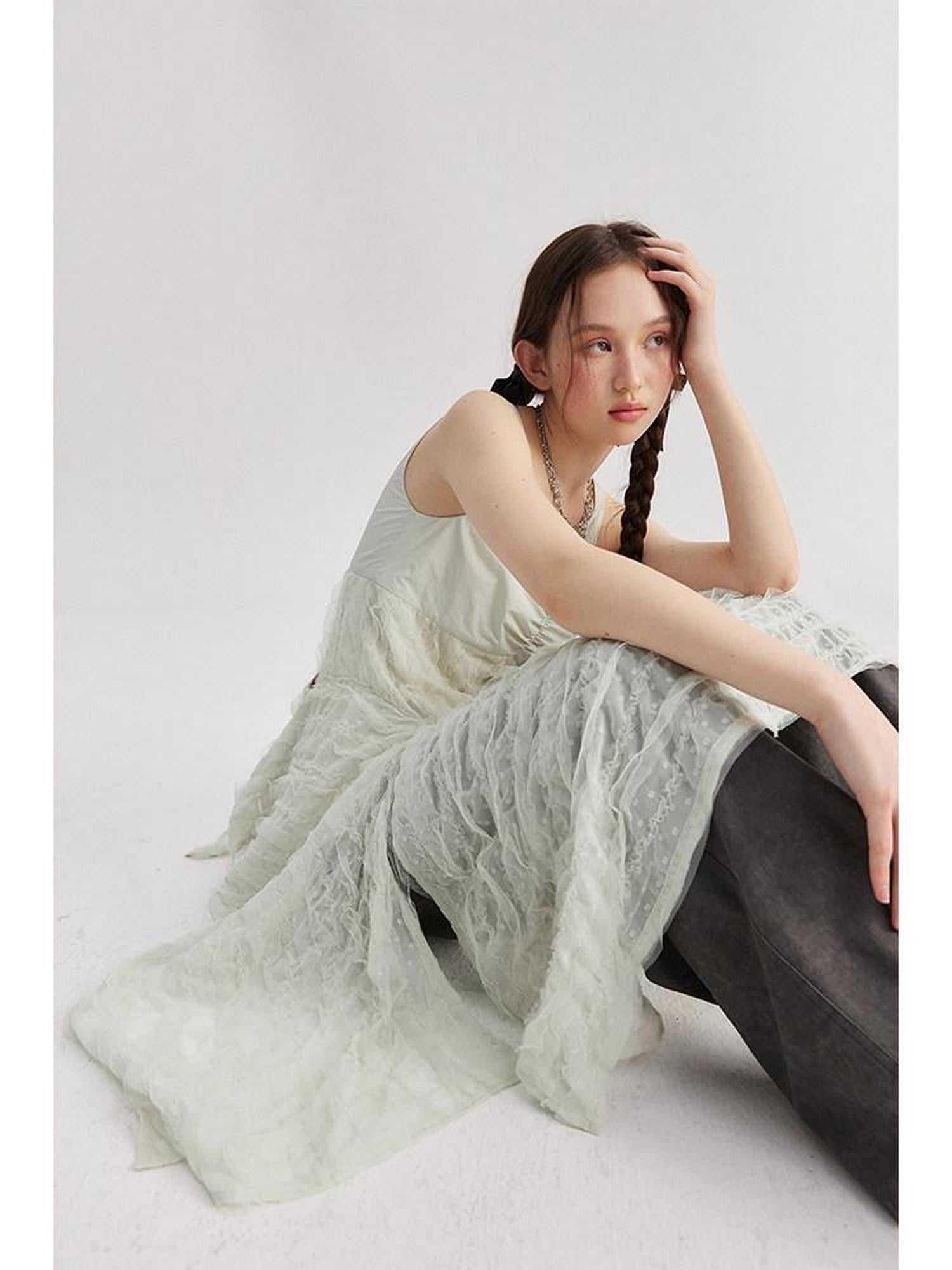 NAPSNAPS Lace Asymmetric Patchwork Women&