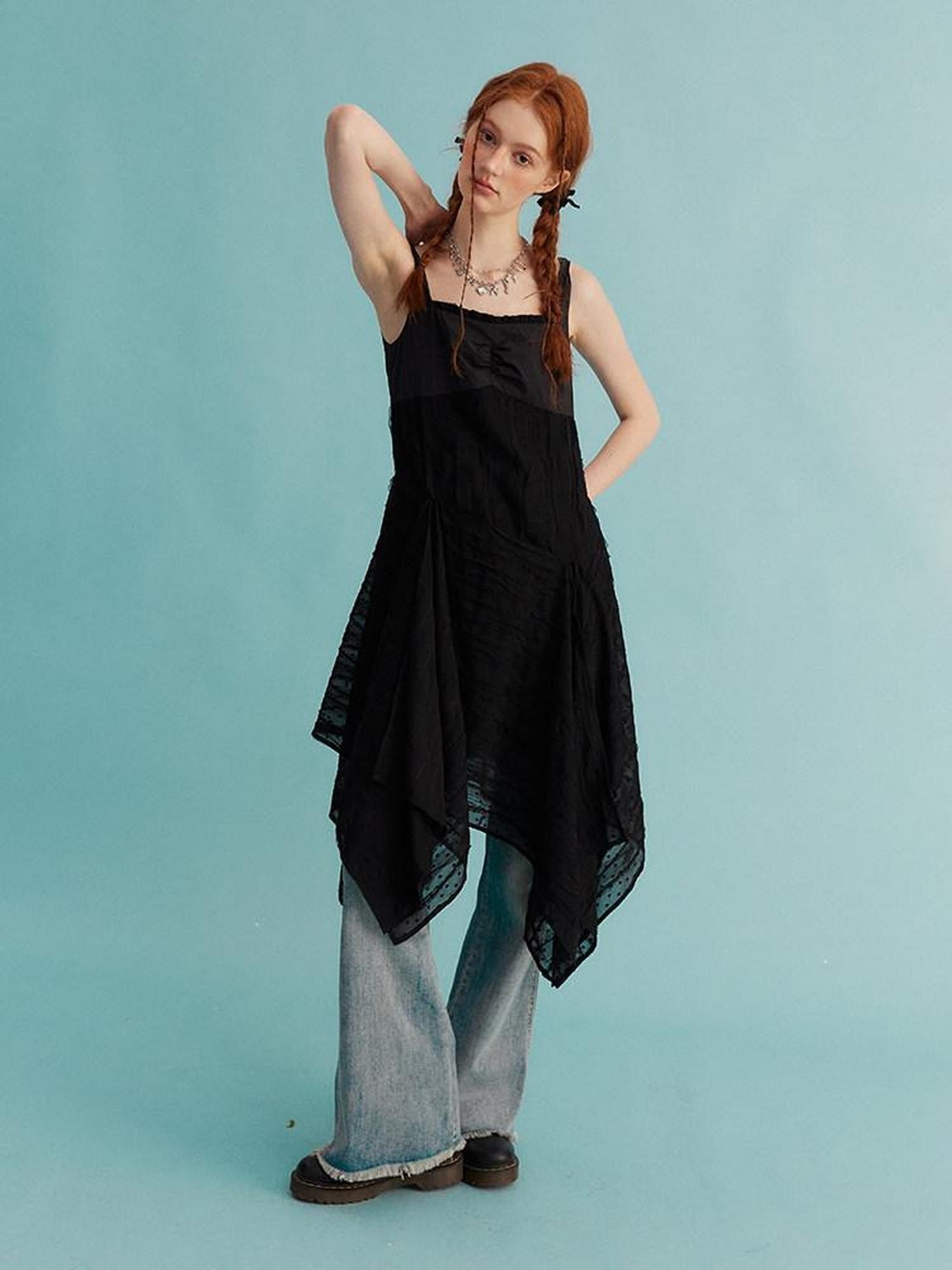 NAPSNAPS Lace Asymmetric Patchwork Women&
