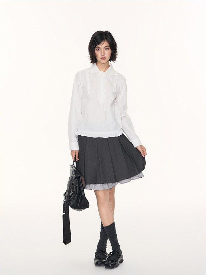 NAPSNAPS Lace Ruffle Pleated Doll Collar Japanese Women&