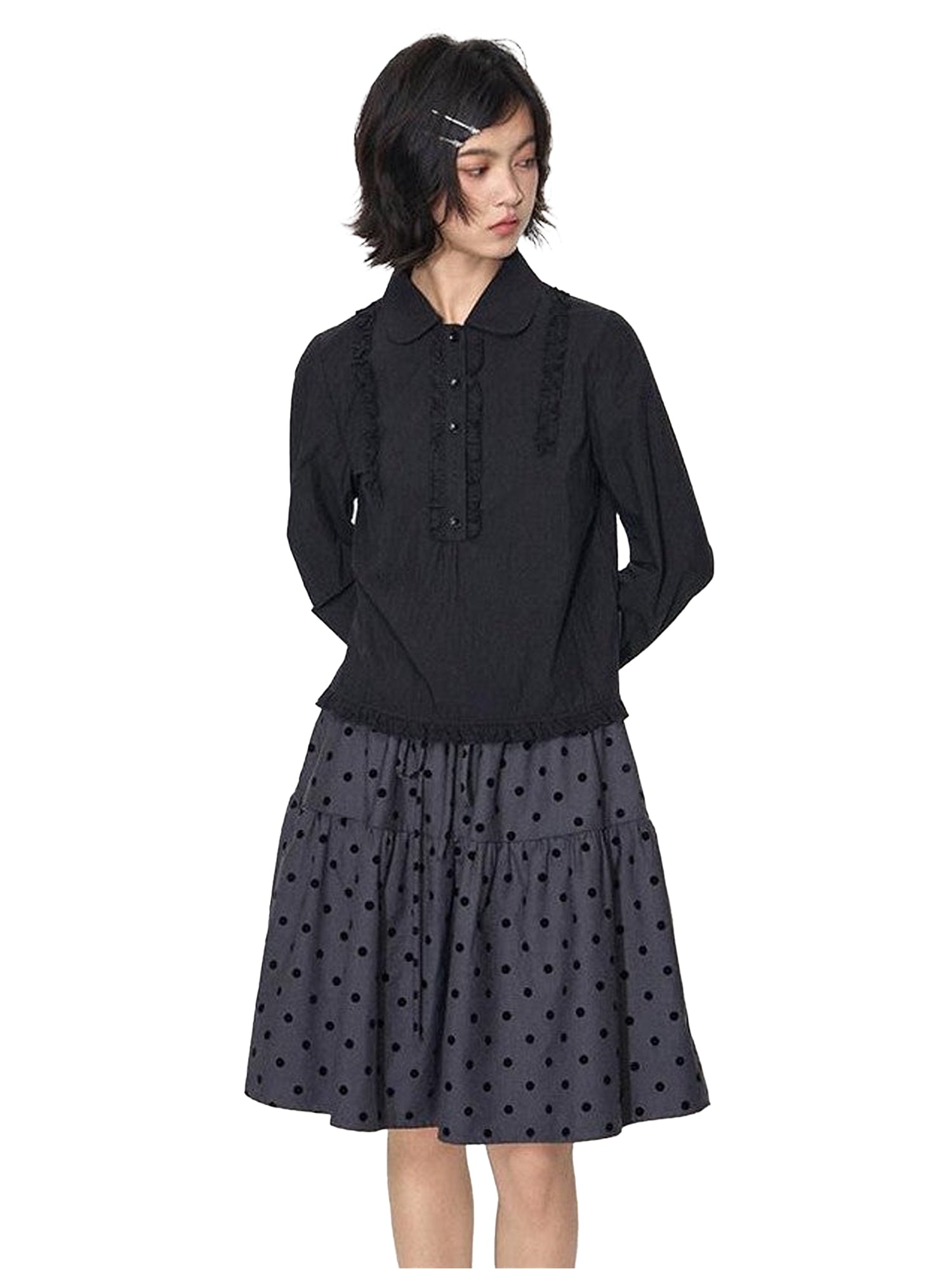 NAPSNAPS Lace Ruffle Pleated Doll Collar Japanese Women&