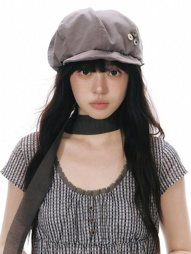 NAPSNAPS Lace Splice Ruffle Edge Embroidered Plaid Women&