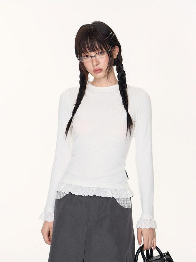 NAPSNAPS Lace Trim Embroidered Cross Women&