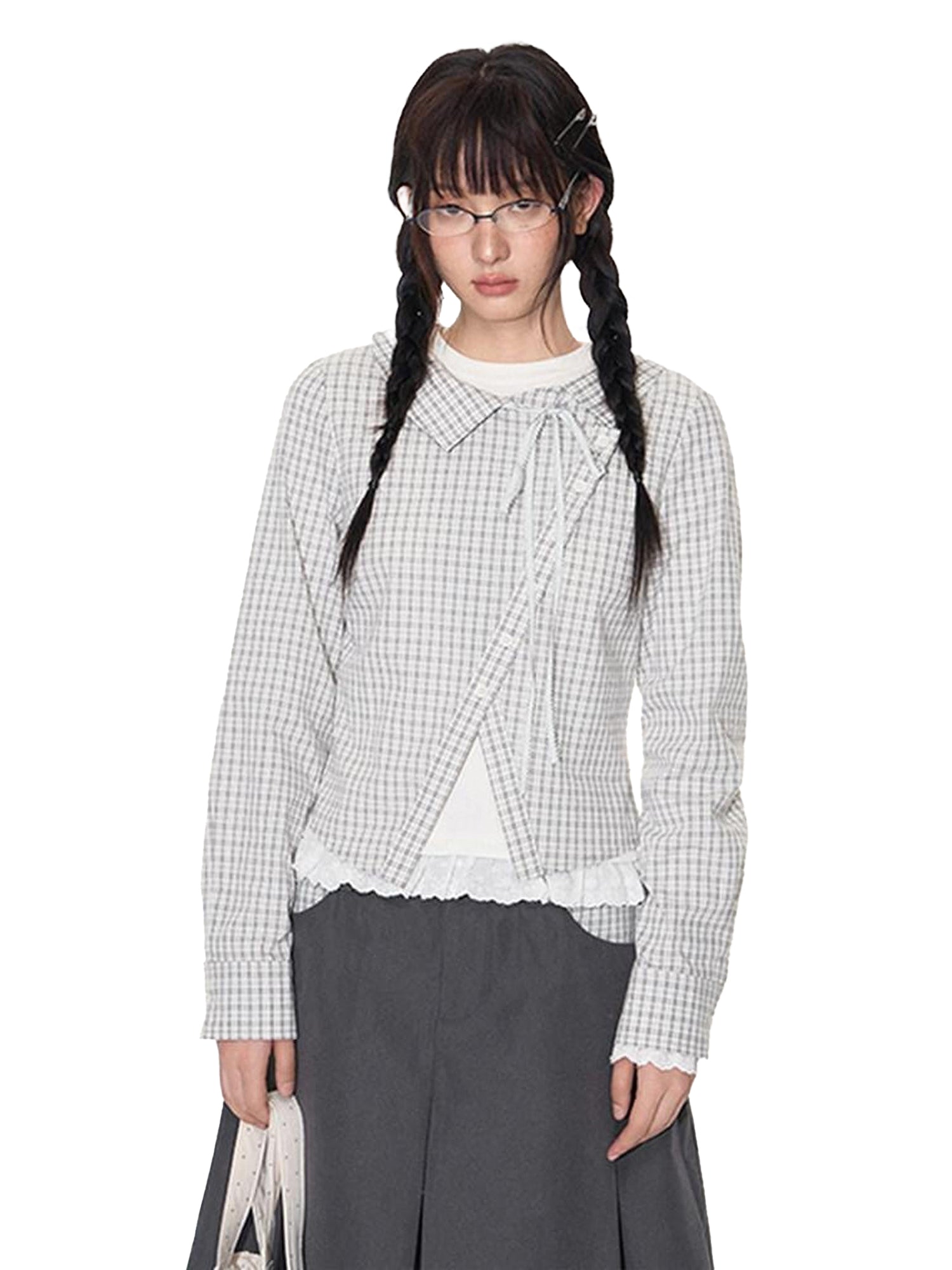 NAPSNAPS Lace Trim Embroidered Cross Women&