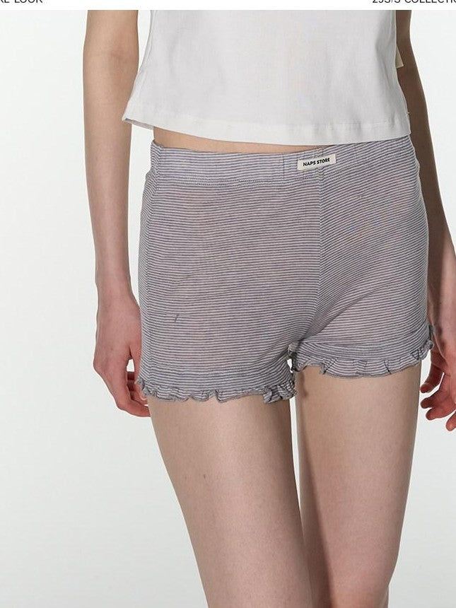 NAPSNAPS Lettuce Edge Asymmetric High Waist Zipper Slim Women&