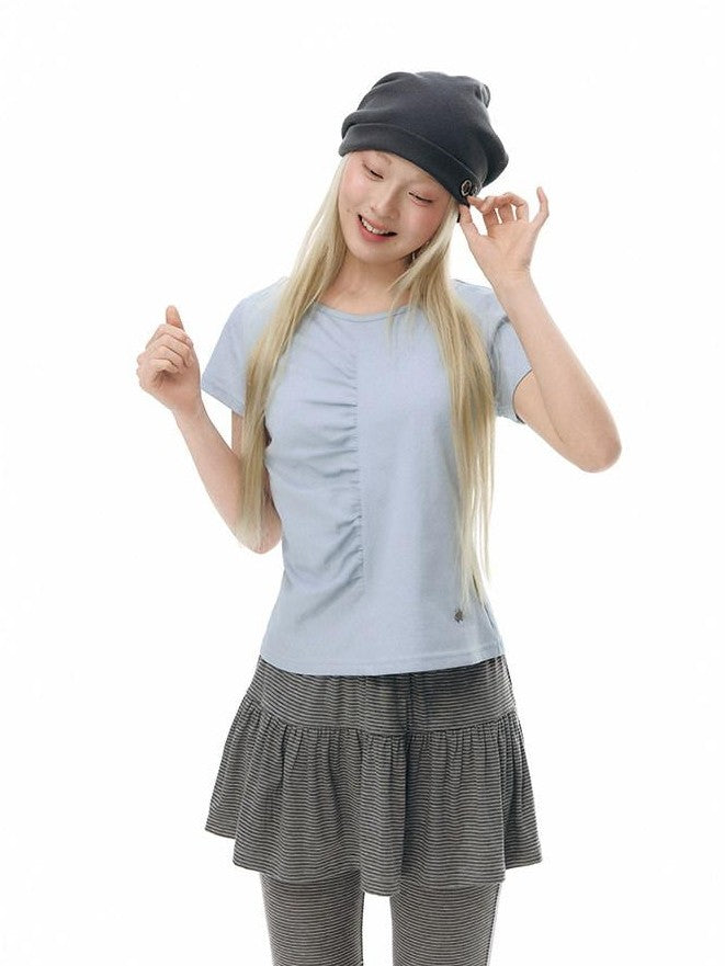 NAPSNAPS Light Blue Front Pleat Waist Cinch Women&