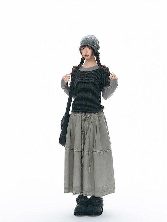 NAPSNAPS Light Gray Rolled Brim Handmade Button High Top Women&