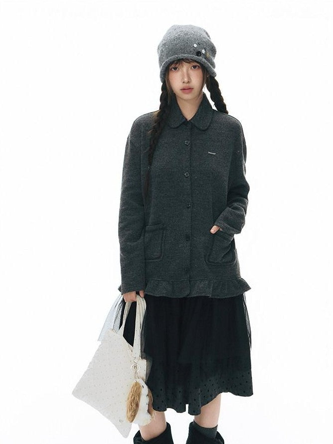 NAPSNAPS Light Gray Rolled Brim Handmade Button High Top Women&
