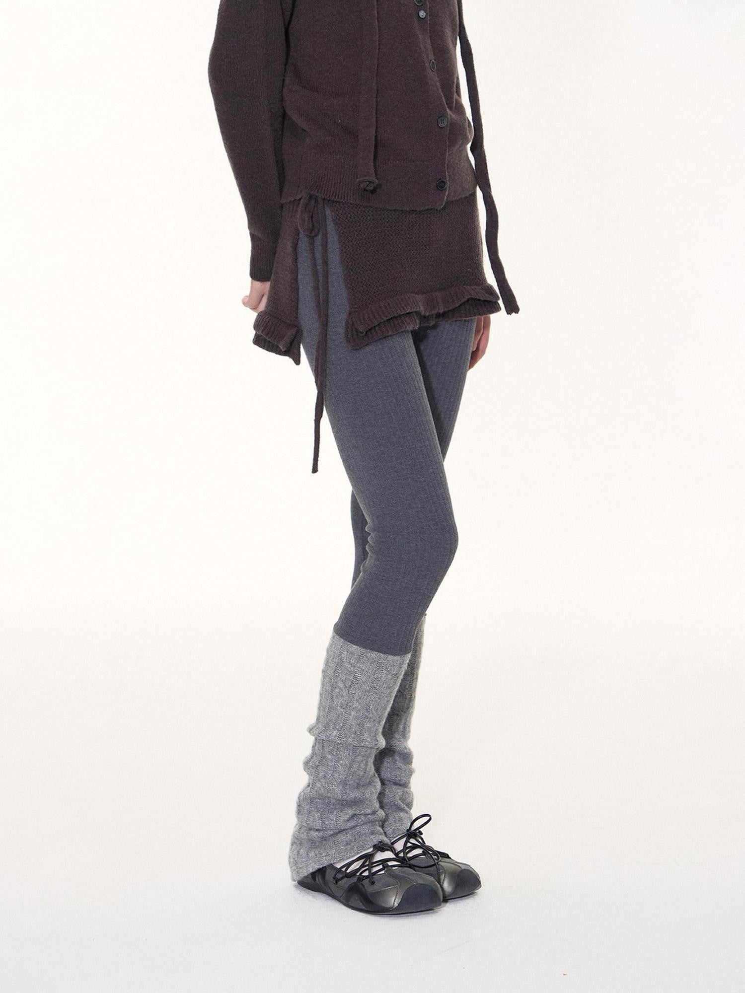 NAPSNAPS Light Grey Button Tie Knit Crewneck Women&