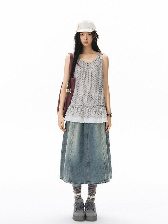 NAPSNAPS Light Wash Woven Strap Pocket Distressed Women&