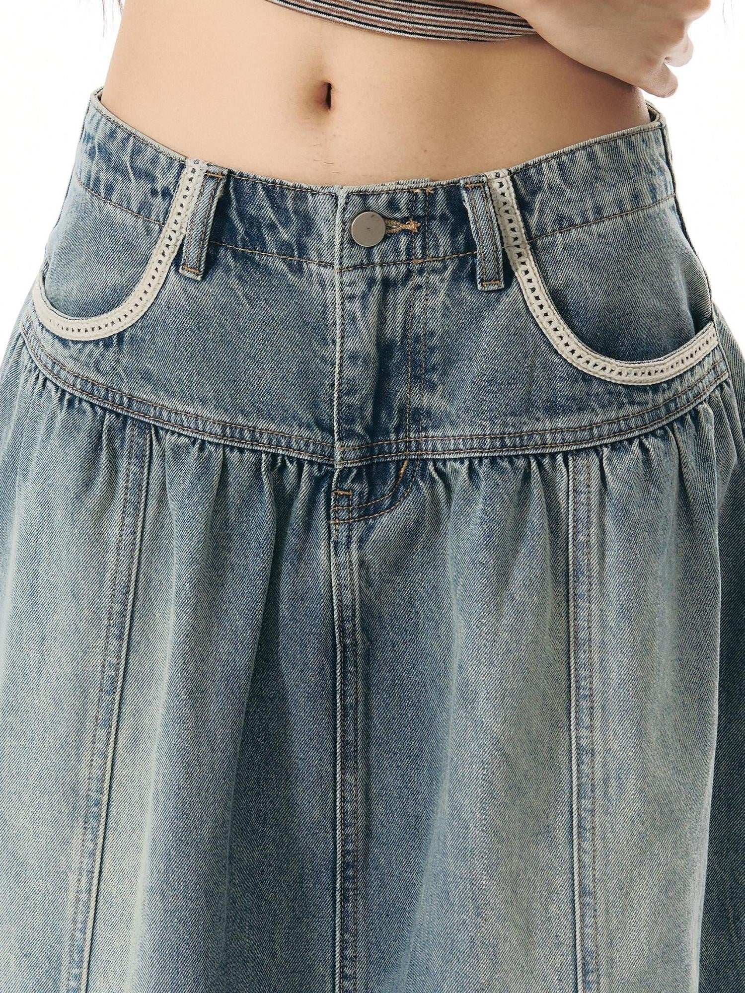NAPSNAPS Light Wash Woven Strap Pocket Distressed Women&