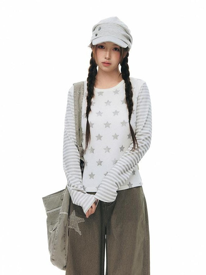 NAPSNAPS Linen Gray Patchwork Vintage Workwear Women&