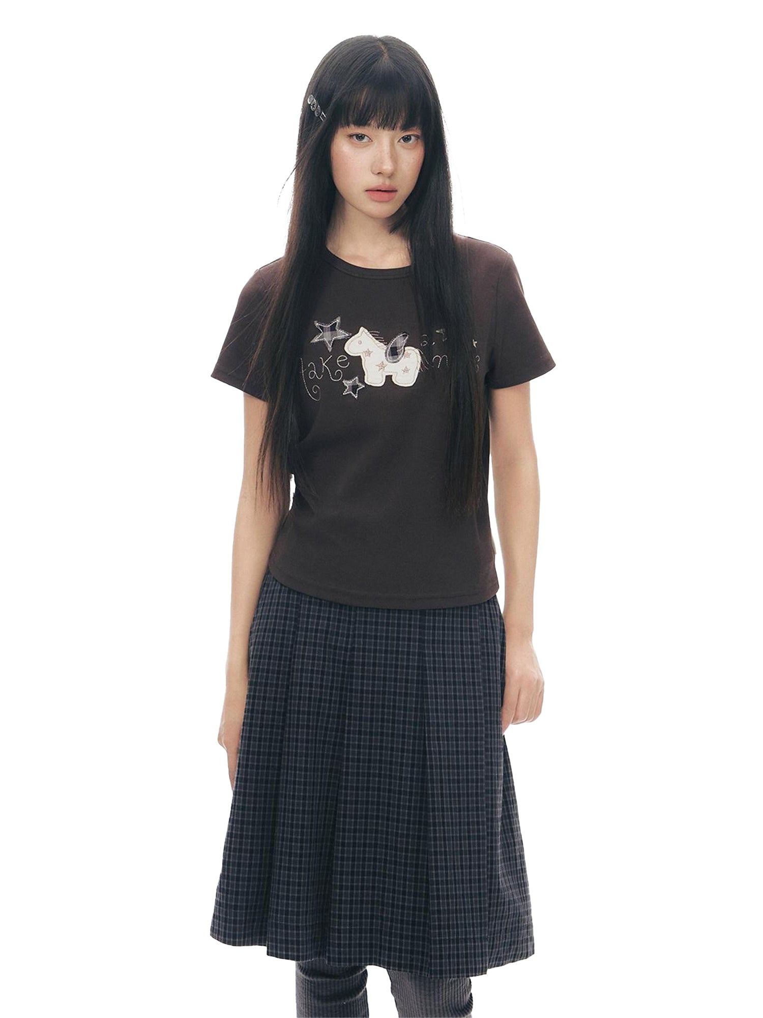 NAPSNAPS Little Horse Applique Embroidery Slim Fit Women&