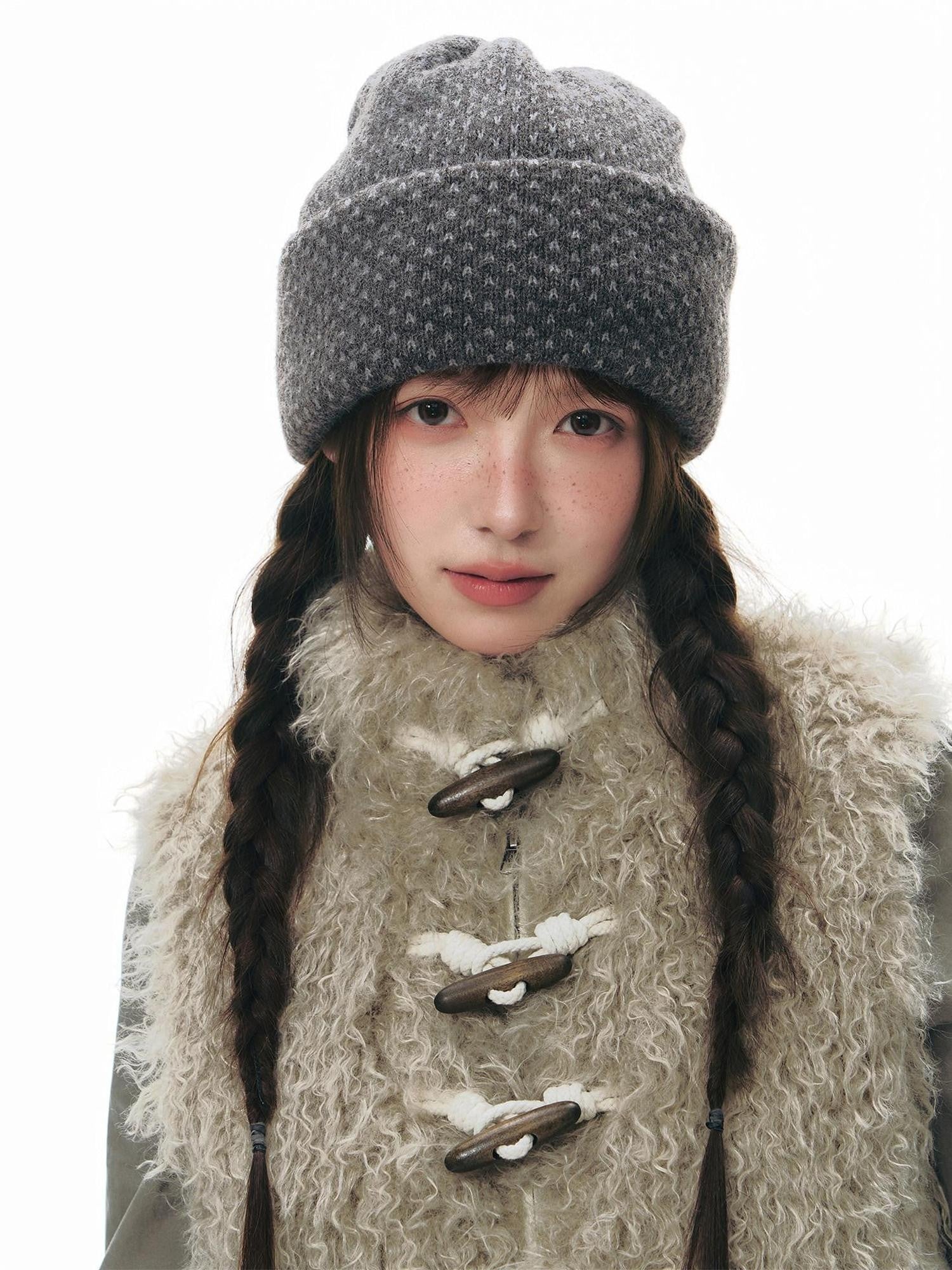 NAPSNAPS Long Pile Faux Fur Horn Toggle Stand Collar Short Women&