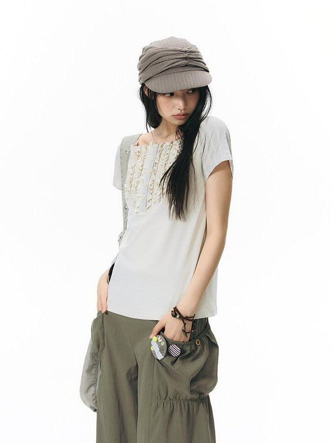 NAPSNAPS Low Rise Patchwork Breathable Pockets Wide Leg Women&