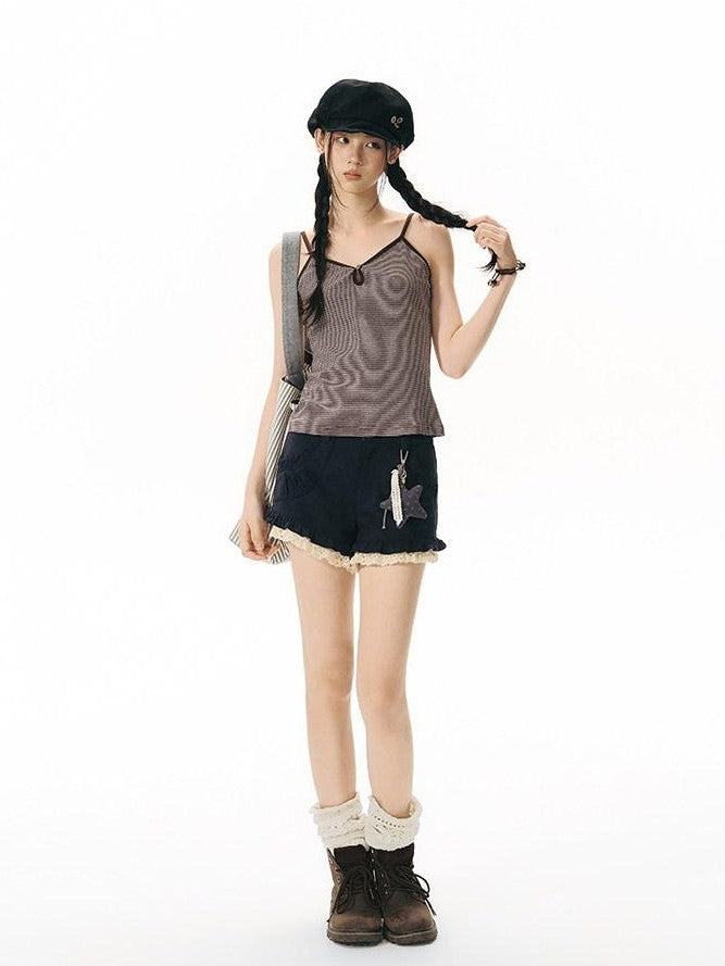 NAPSNAPS Military Green Patchwork Lace Trim Women&