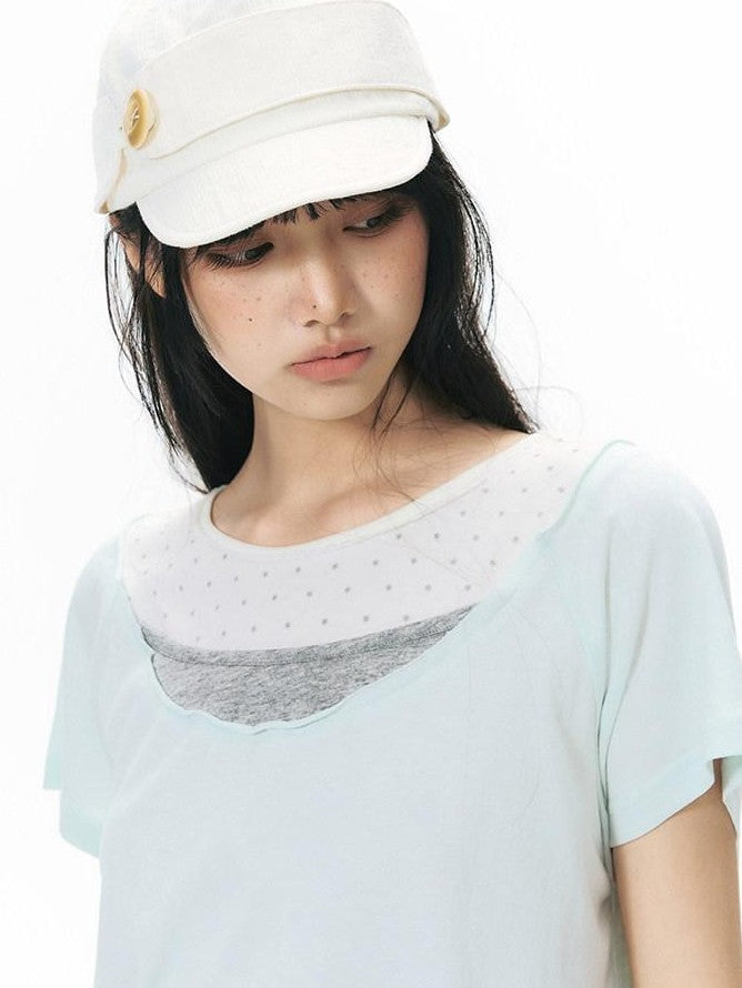 NAPSNAPS Mint Faux Layered Star Neckline Women&