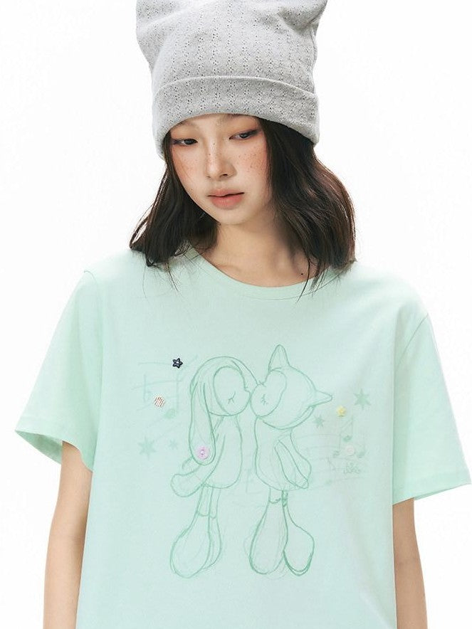 NAPSNAPS Mint Kiss Print Color Button Women&