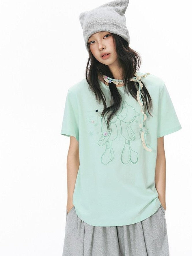 NAPSNAPS Mint Kiss Print Color Button Women&