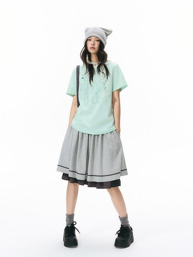 NAPSNAPS Mint Kiss Print Color Button Women&