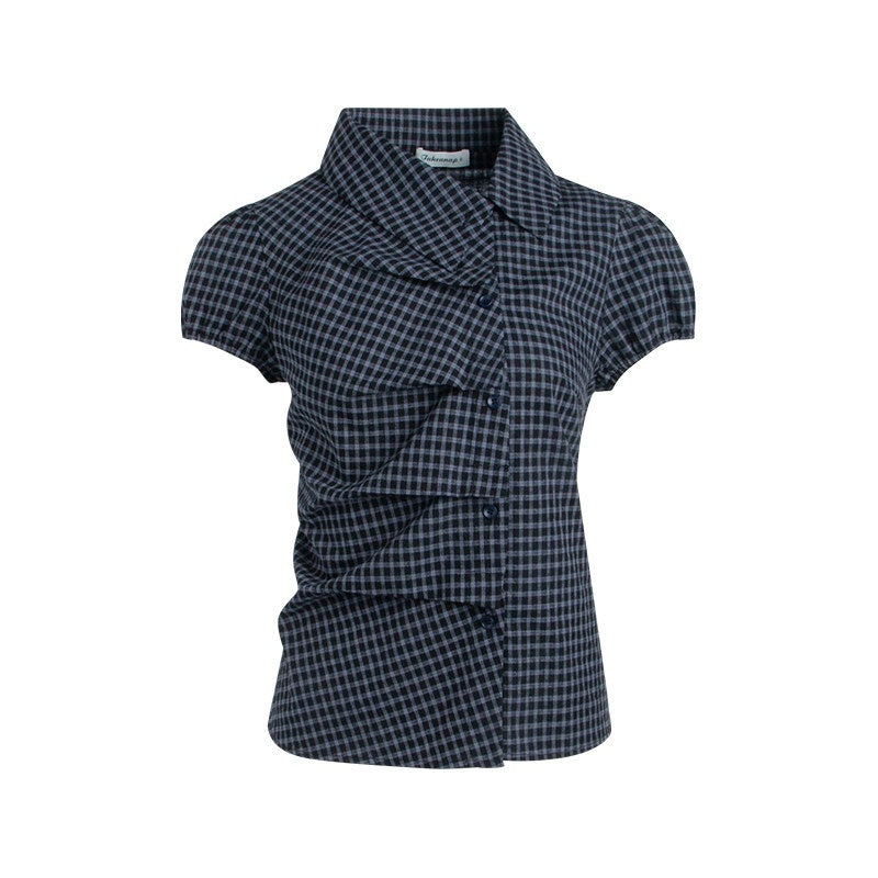 NAPSNAPS_Navy_Plaid_Asymmetric_Placket_Pleated_Women&
