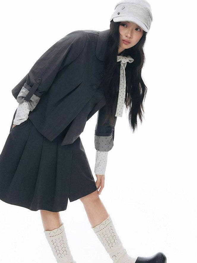 NAPSNAPS Navy Plaid Utility One Piece Pleated Women&