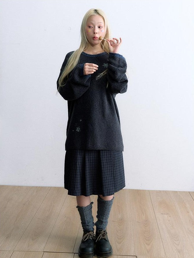 NAPSNAPS Navy Plaid Utility One Piece Pleated Women&