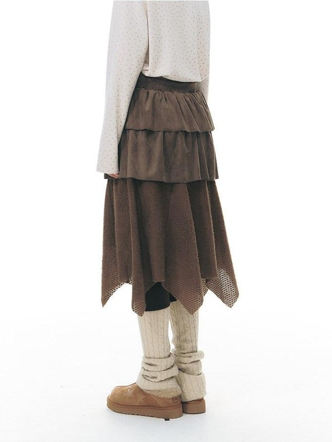 NAPSNAPS Patchwork Multi Layer Asymmetrical Flared Women&