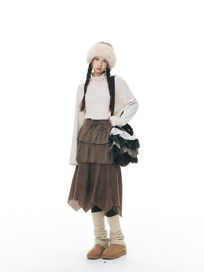 NAPSNAPS Patchwork Multi Layer Asymmetrical Flared Women&