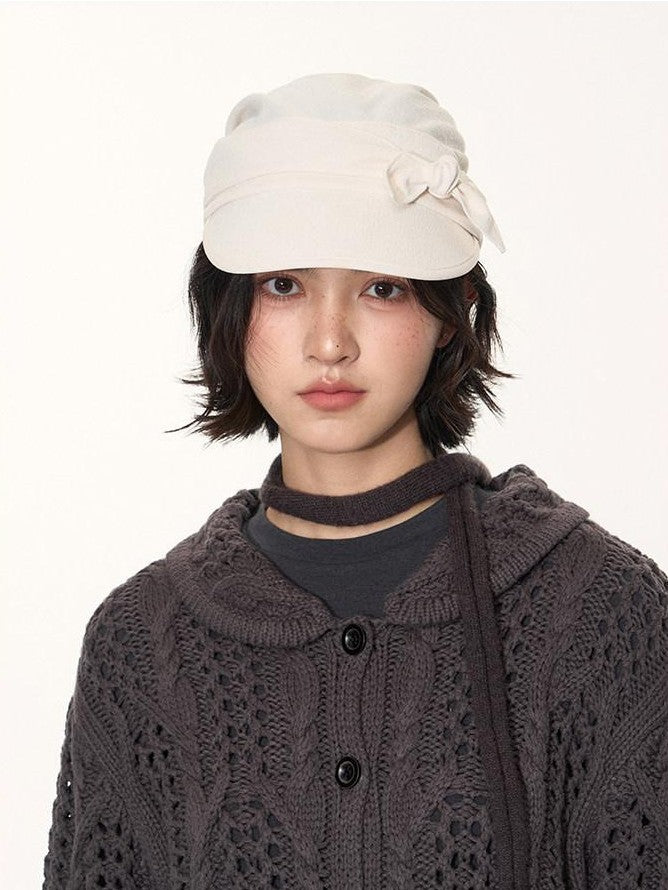 NAPSNAPS Petal Collar Openwork Jacquard Chunky Knit Women&