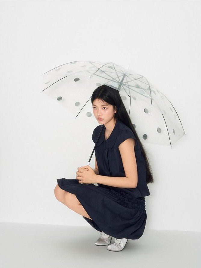 NAPSNAPS Peter Pan Collar Double Row Button Ruffle Edge Women&