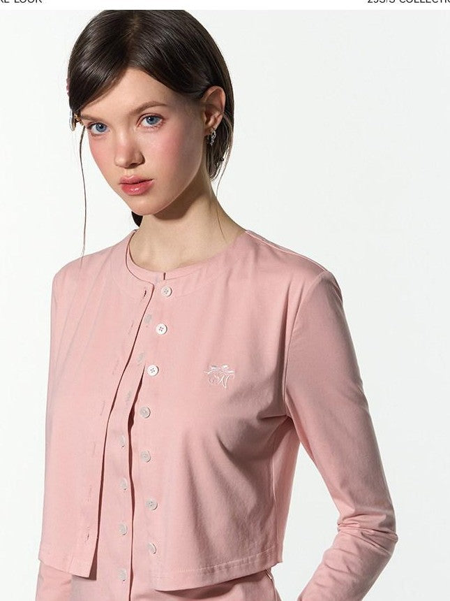 NAPSNAPS Pink Faux Layered Spliced Embroidered Women&