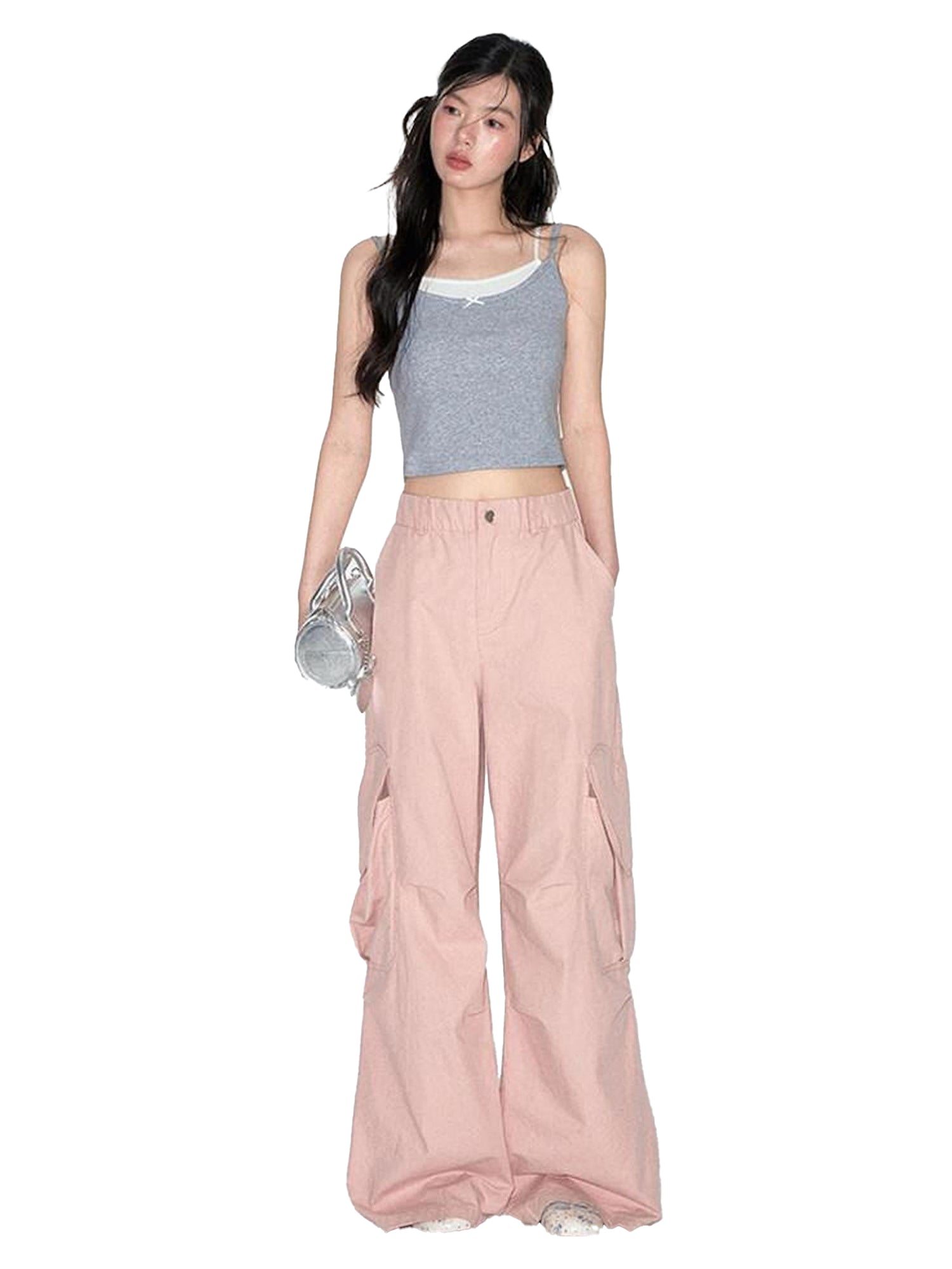 NAPSNAPS Pink Heart Pocket Cargo Workwear Women&