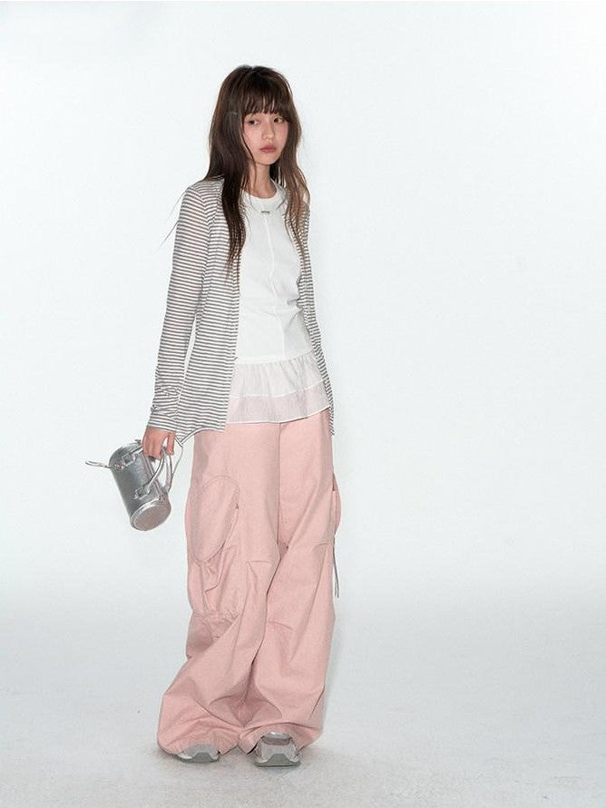 NAPSNAPS Pink Heart Pocket Cargo Workwear Women&