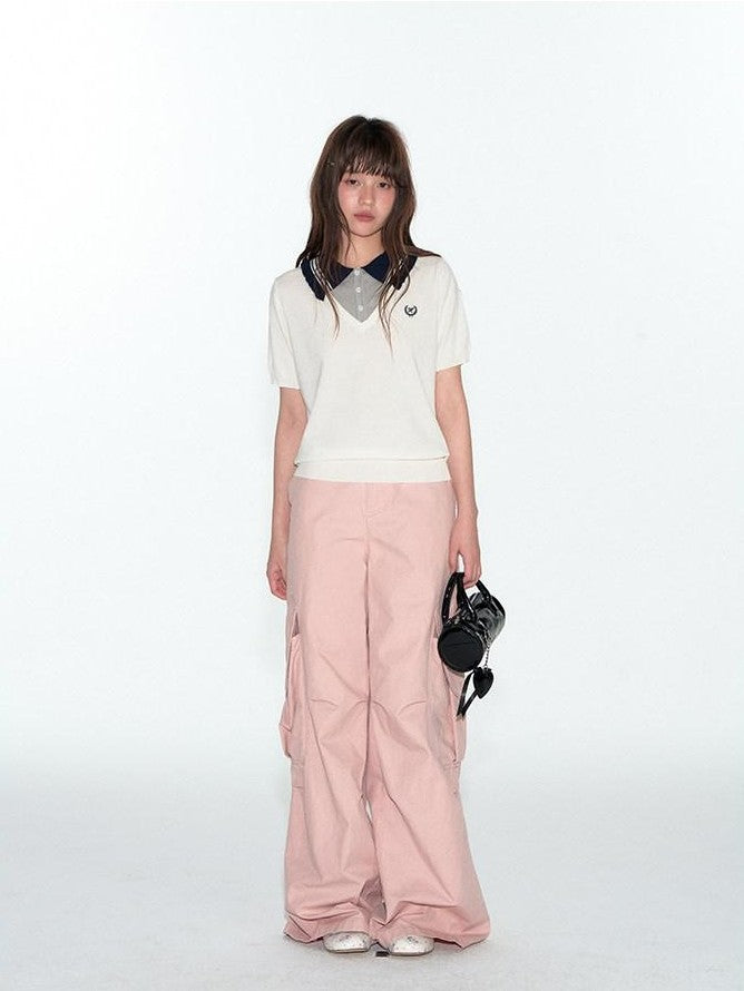 NAPSNAPS Pink Heart Pocket Cargo Workwear Women&