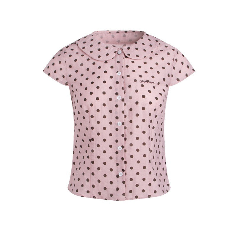 NAPSNAPS_Pink_Polka_Dot_Doll_Collar_Spliced_Slim_Women&