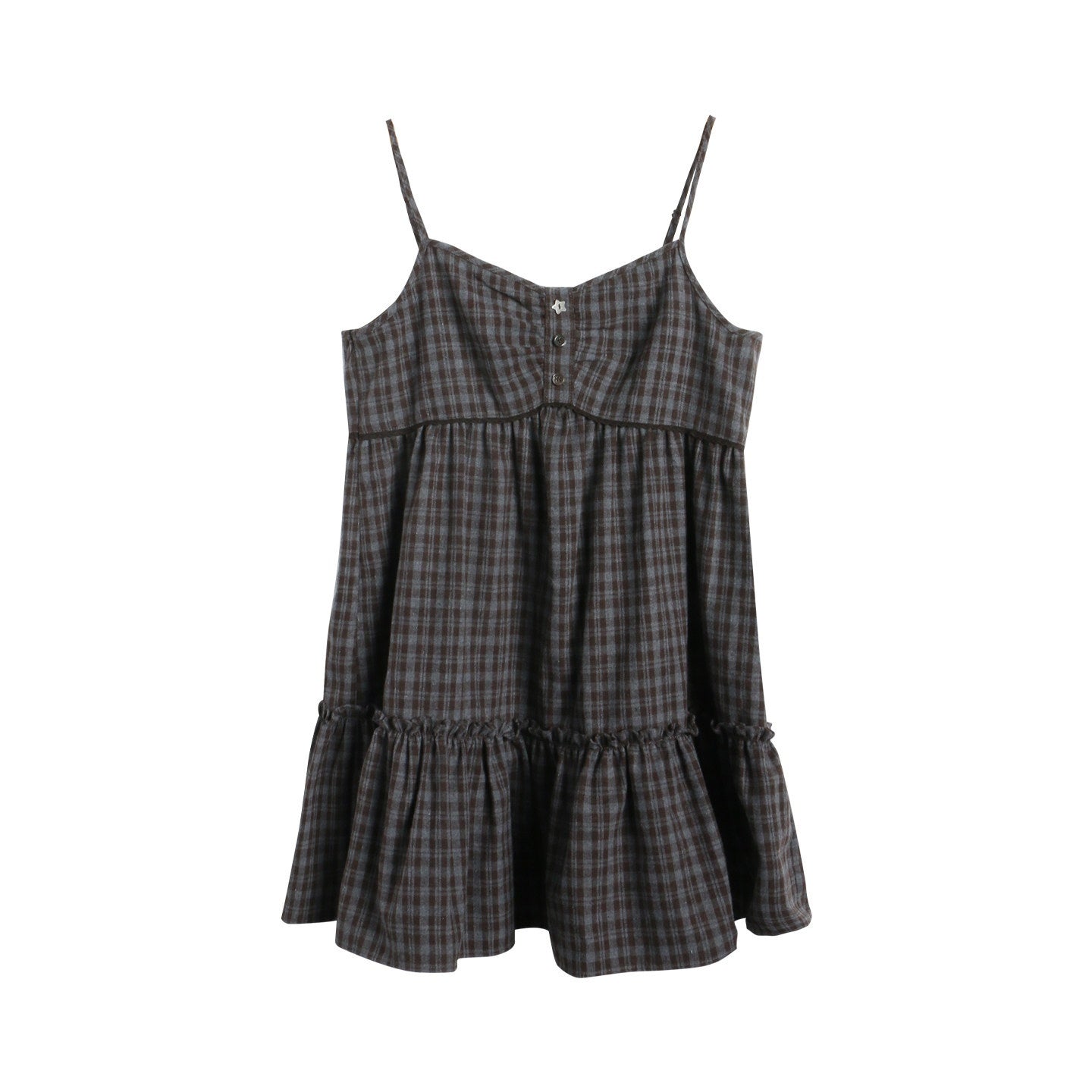 NAPSNAPS_Plaid_Button_Ruching_Ruffle_Layered_Women&