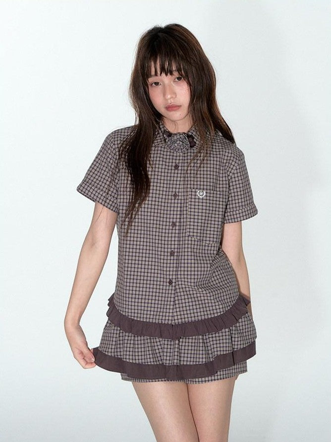 NAPSNAPS Plaid Embroidered Doll Collar Lace Patchwork Women&