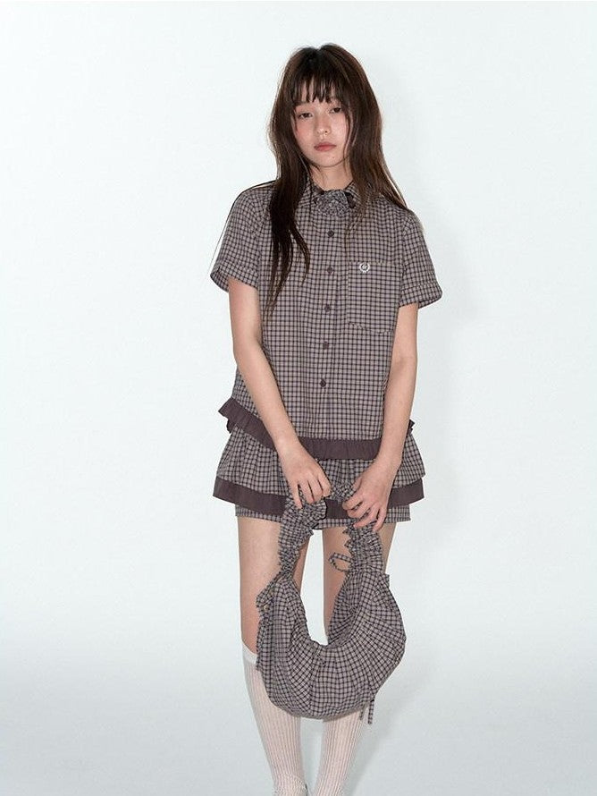 NAPSNAPS Plaid Embroidered Doll Collar Lace Patchwork Women&