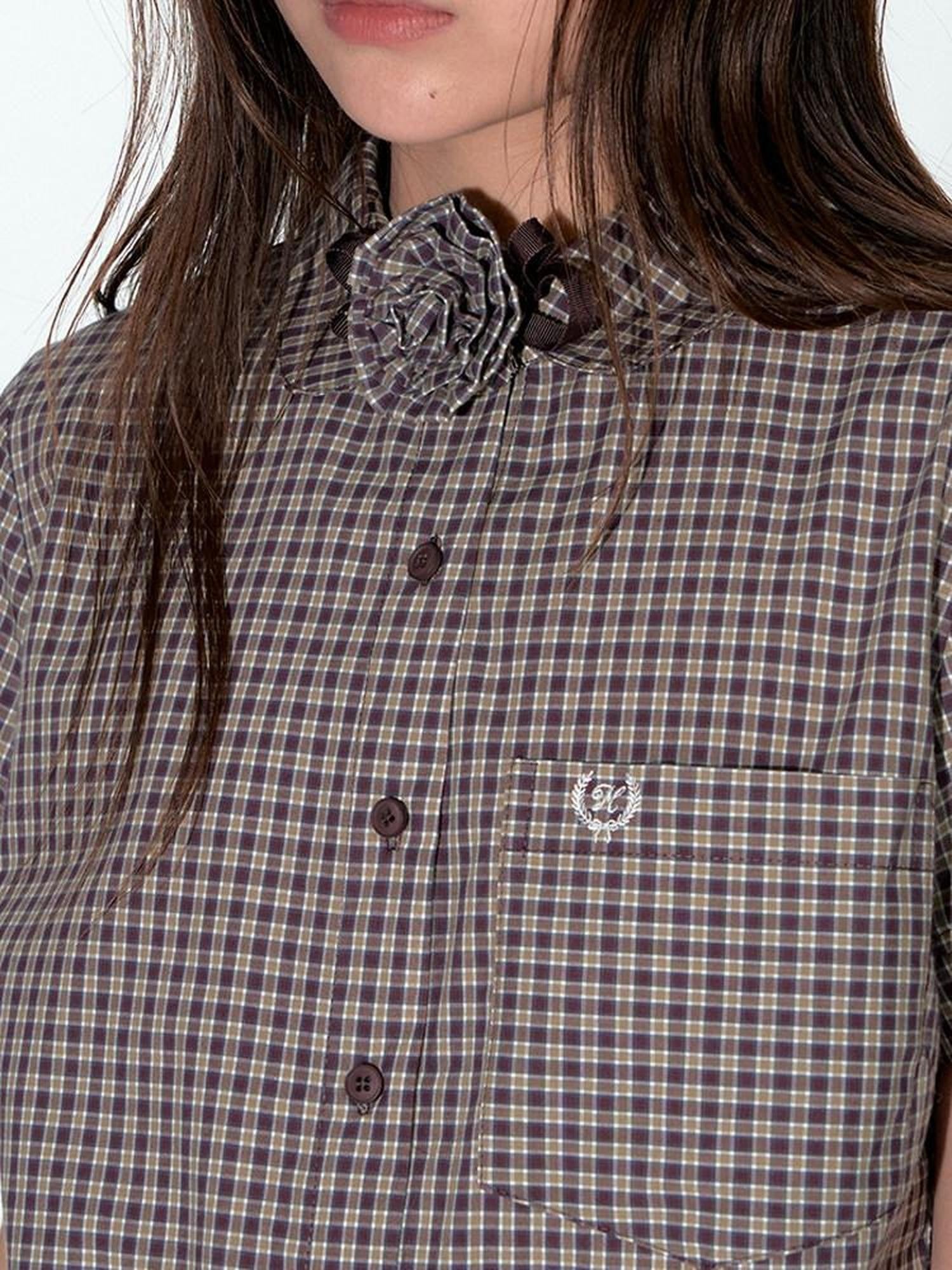 NAPSNAPS Plaid Embroidered Doll Collar Lace Patchwork Women&
