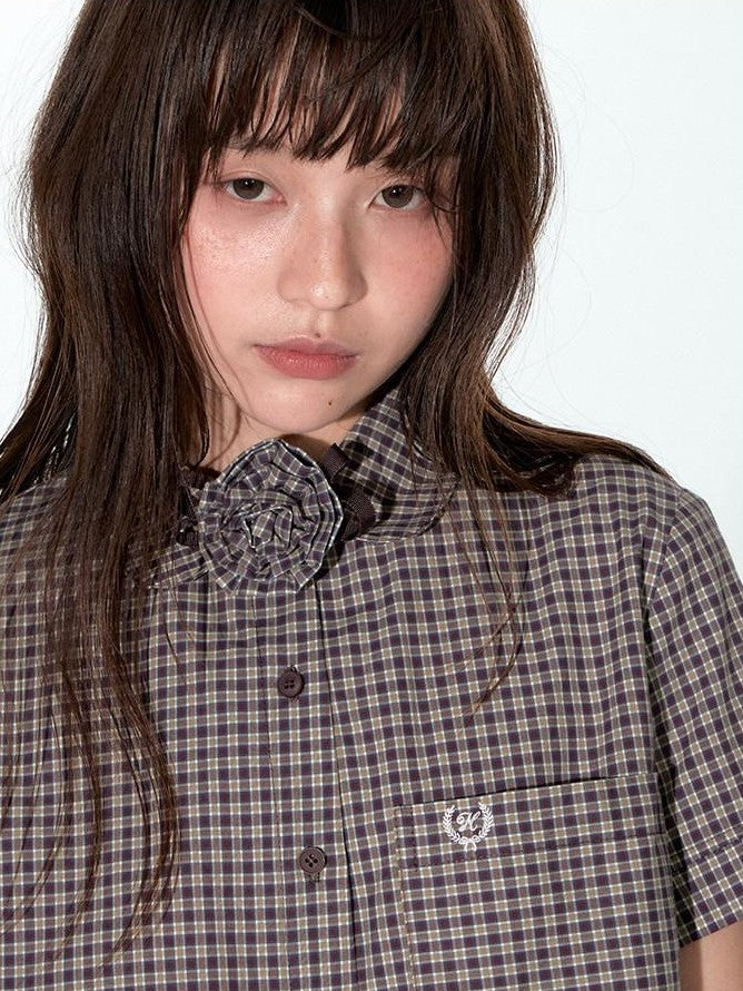 NAPSNAPS Plaid Embroidered Doll Collar Lace Patchwork Women&