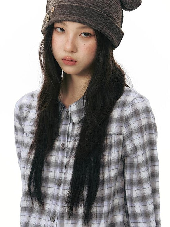 NAPSNAPS Plaid Embroidered Patch Pocket Mid Length Women&