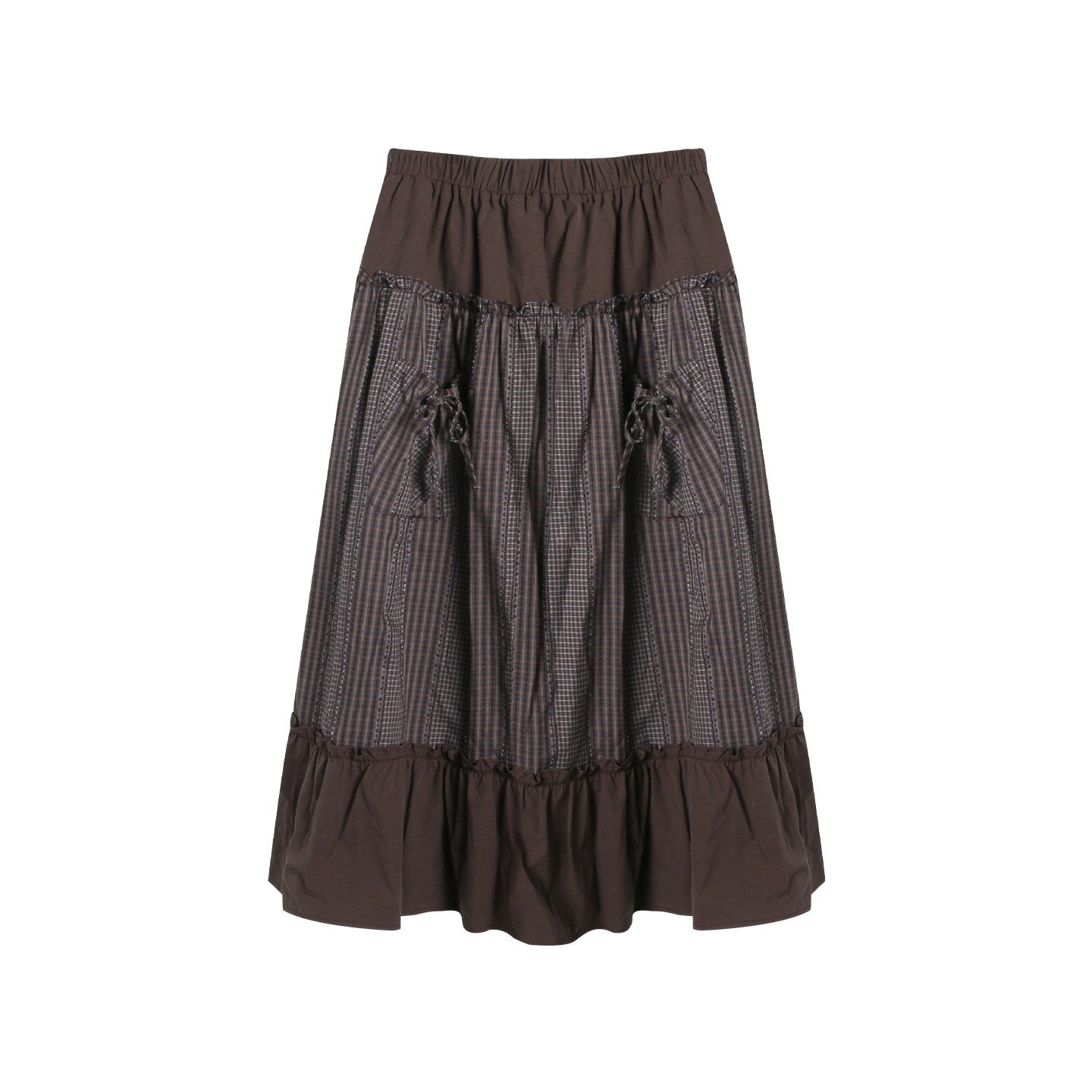 NAPSNAPS_Plaid_Patchwork_Ruffle_Trim_A_Line_Women&