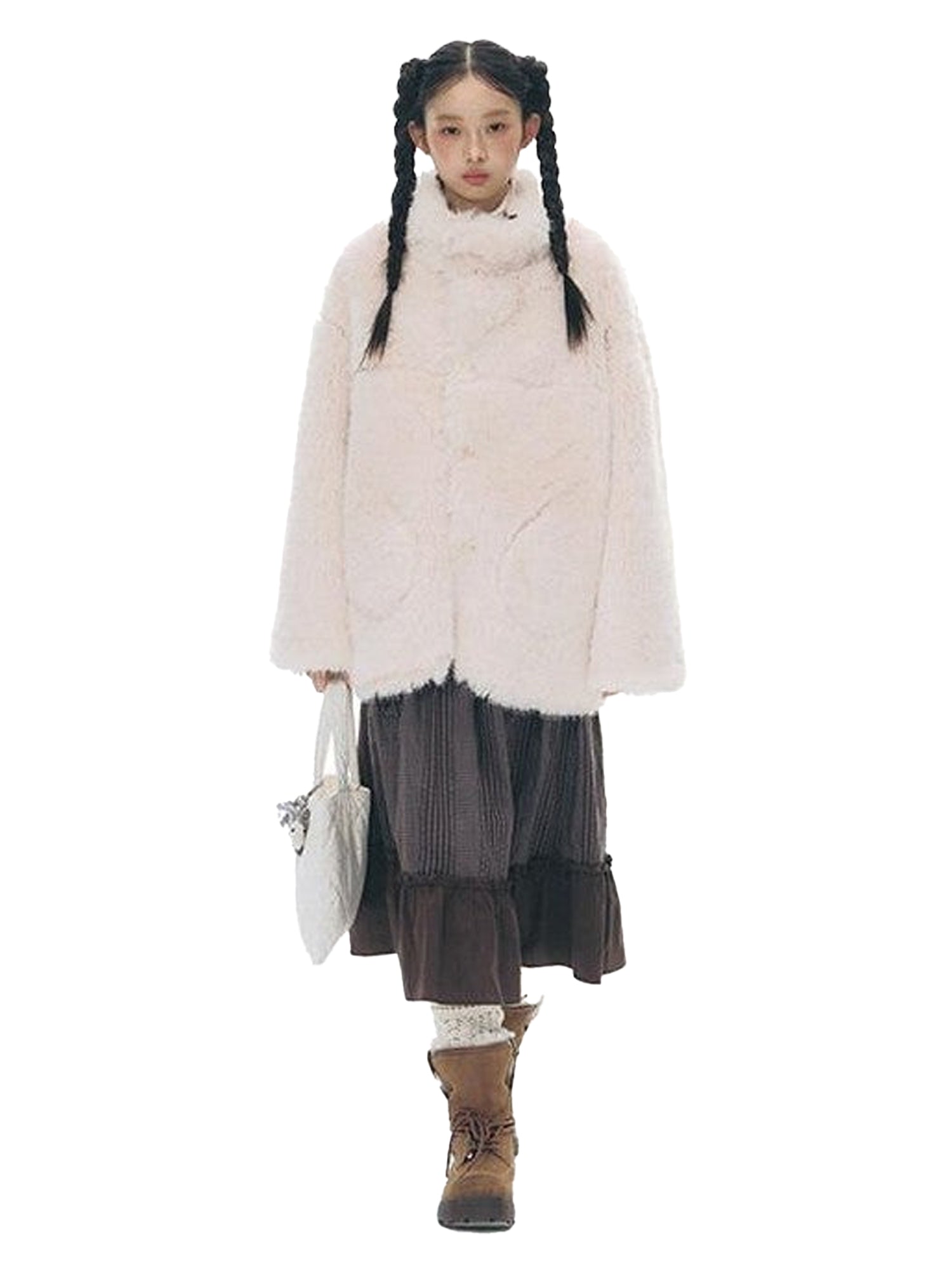 NAPSNAPS Plaid Patchwork Ruffle Trim A Line Women&