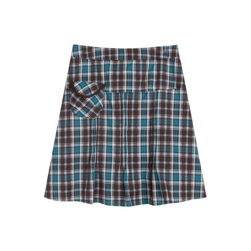 NAPSNAPS_Plaid_Pleated_Pocket_A_Line_Low_Waist_Women&