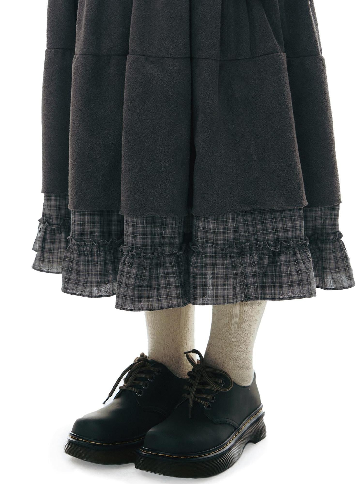 NAPSNAPS Plaid Ruched Patchwork Tie Women&