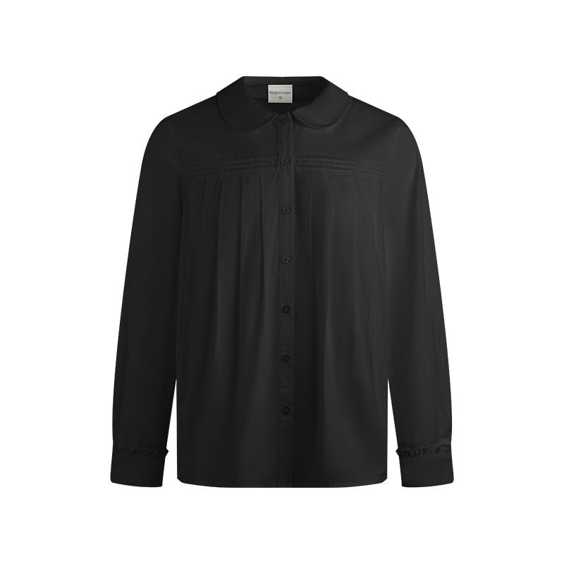 NAPSNAPS_Pleated_Doll_Collar_Ruffle_Trim_Open_Front_Long_Sleeve_Women&