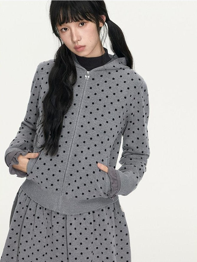 NAPSNAPS Polka Dot Hooded Zip Knit Women&