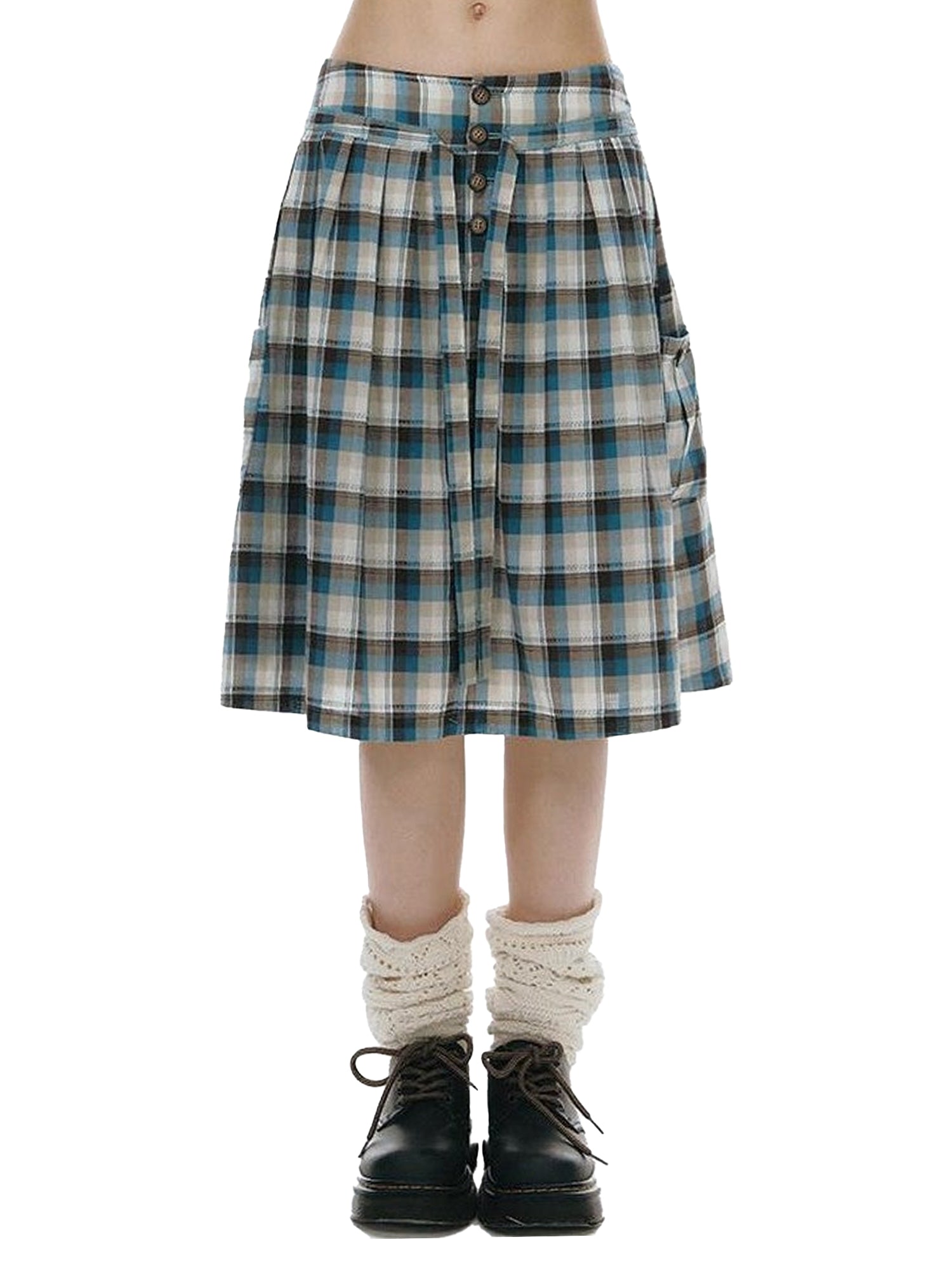 NAPSNAPS Polka Dot Plaid Button Tie A Line Women&