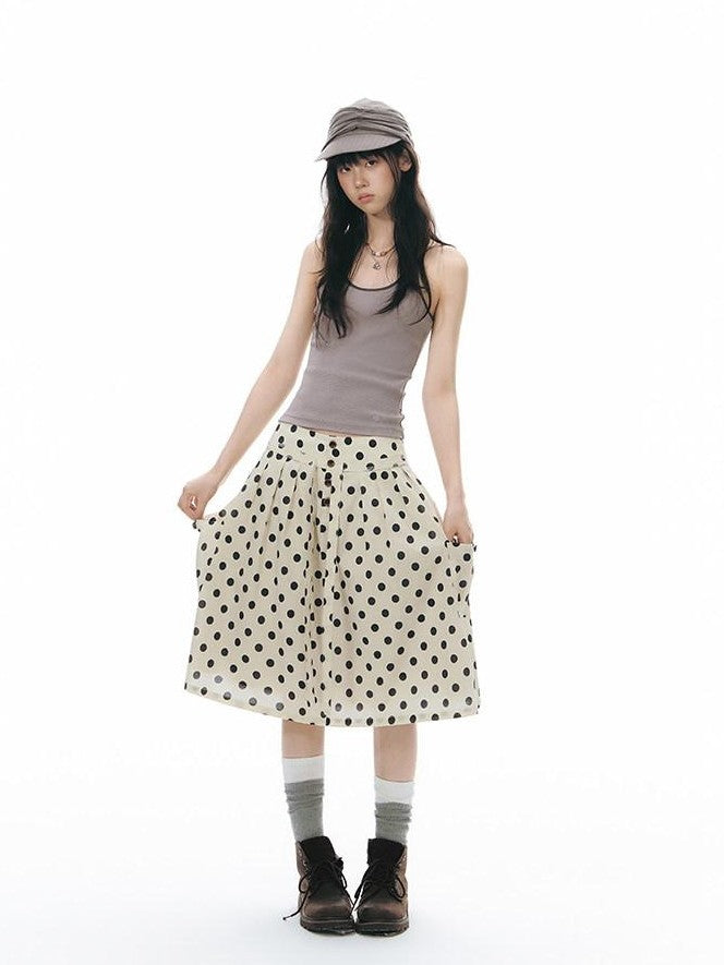 NAPSNAPS Polka Dot Plaid Button Tie A Line Women&